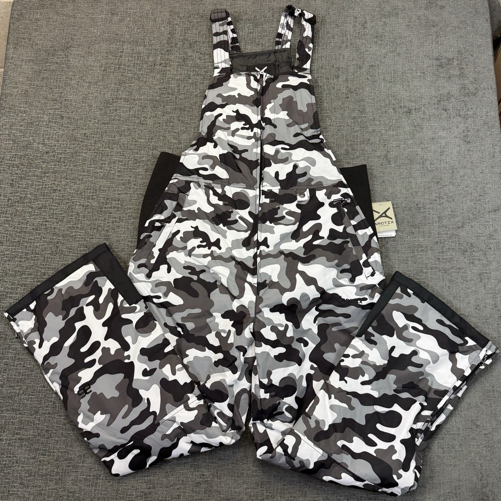 Arctix Men's Bib Overalls L 36-38W 32L Black Camo Insulated Snow Ski Pants NWT